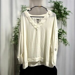 Worthington Cream Sailor Collar 3/4 Sleeve Blouse 2X